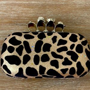 Leopard print gold clutch